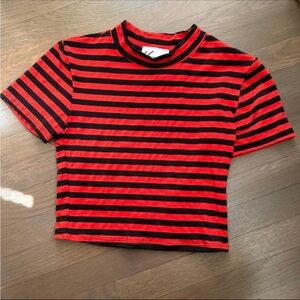 Vixen by micheline pitt striped orange black crop top XS